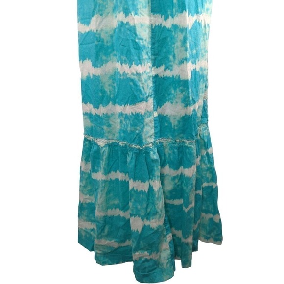 Faded Glory Tie Dye Tiered Ruffle Hem Smocked Back Maxi Dress Med (8-10) - Picture 8 of 10